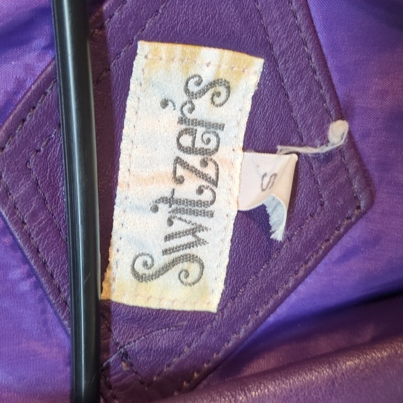 Vintage 80s Purple Leather Jacket, Size Small - Picture 8 of 10